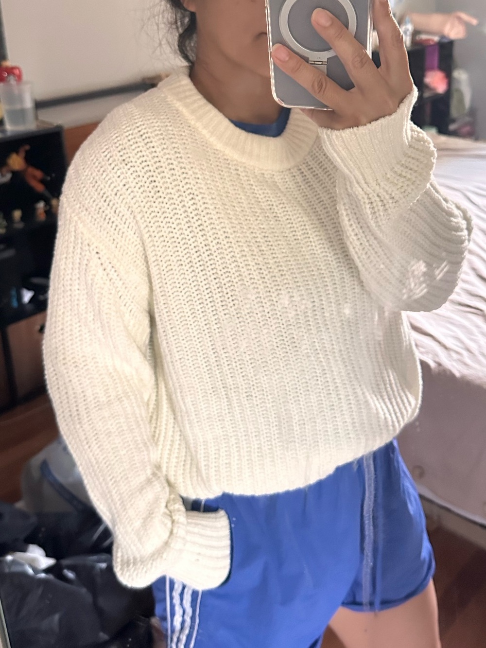 Aritzia Wilfred Ivory Chunky Crewneck Sweater
